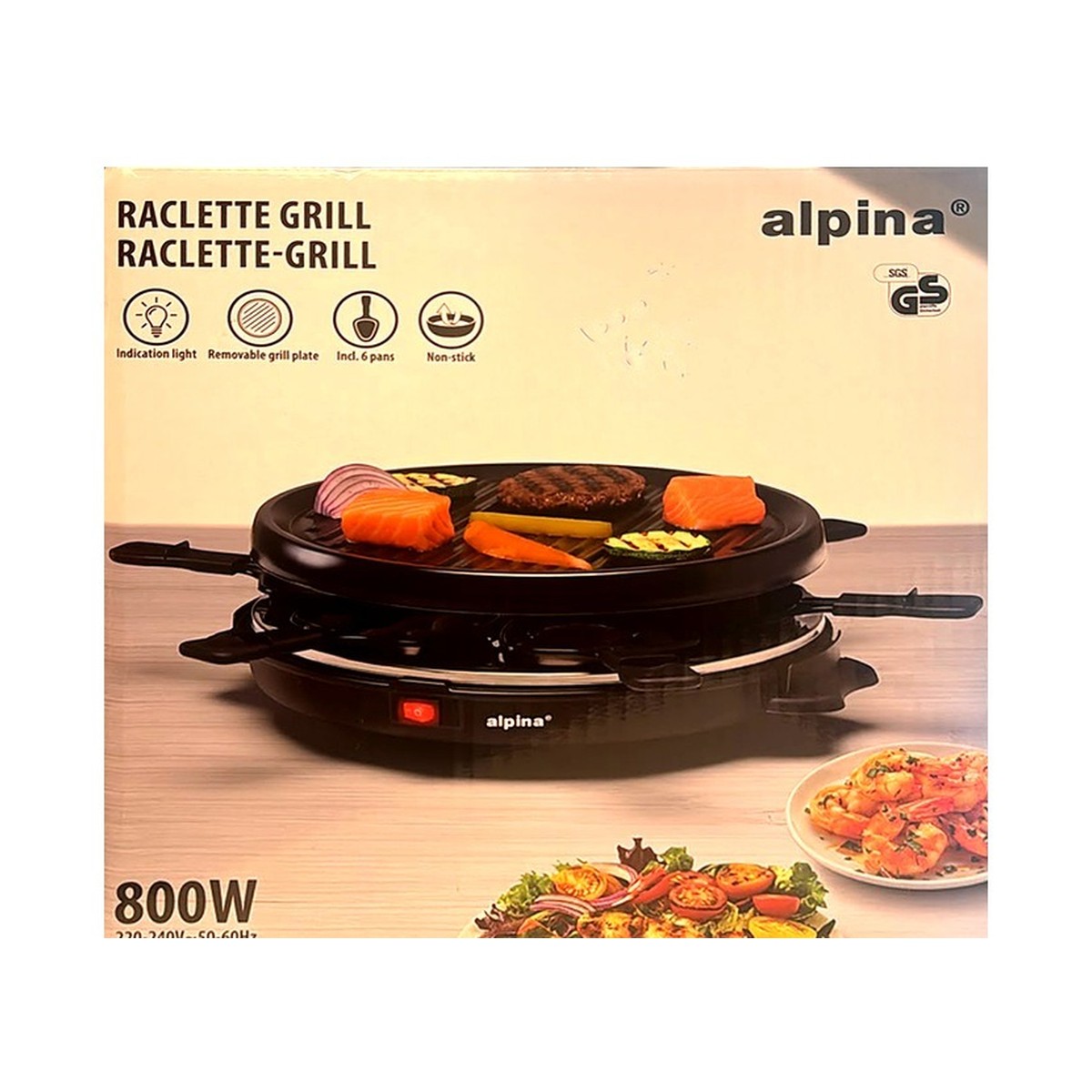 Lot raclette-grill Alpina 8 personnes 800 W – Alpina