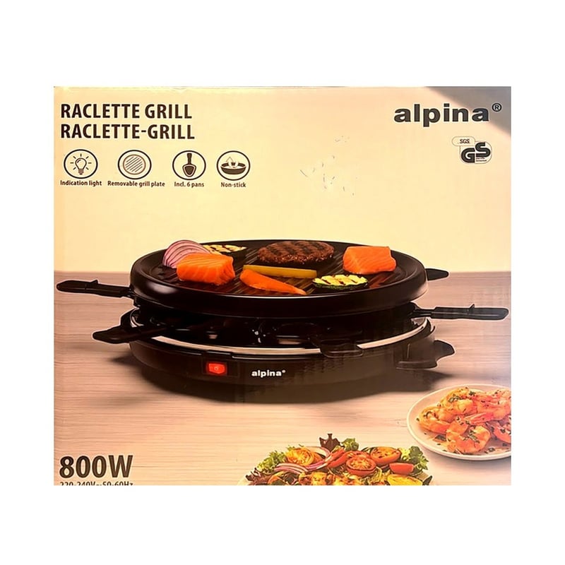 Lot raclette-grill Alpina 8 personnes 800 W – Alpina