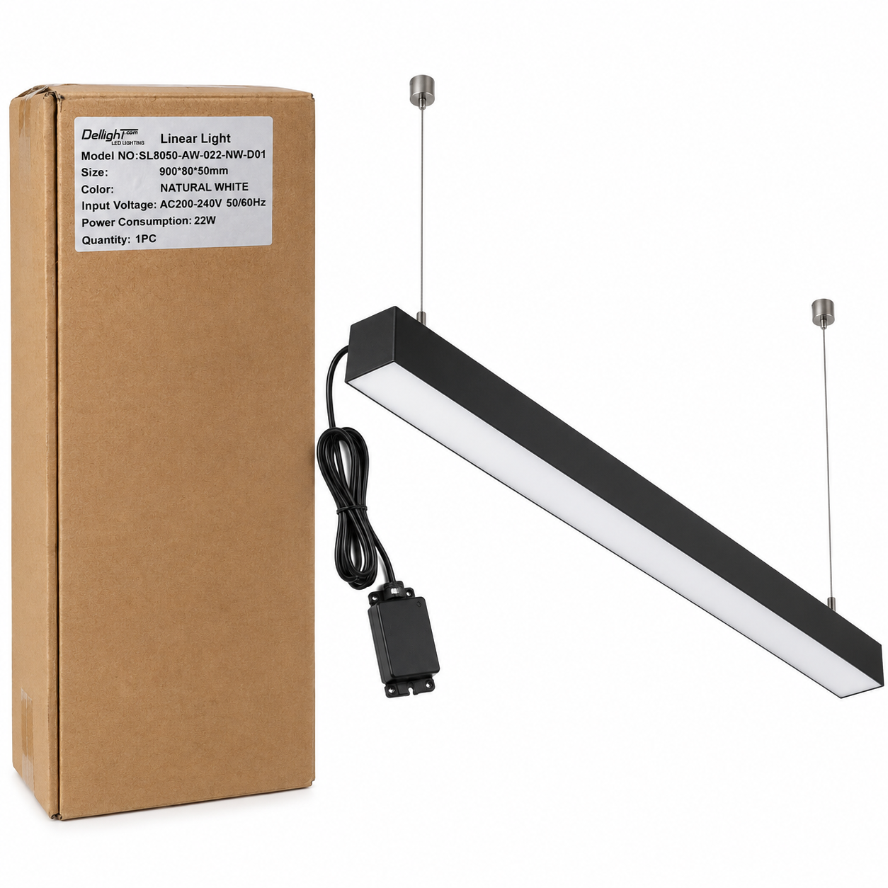 Lot 27 réglettes linéaires LED Dellight SL8050 – 90 cm, 22 W, blanc naturel – Dellight