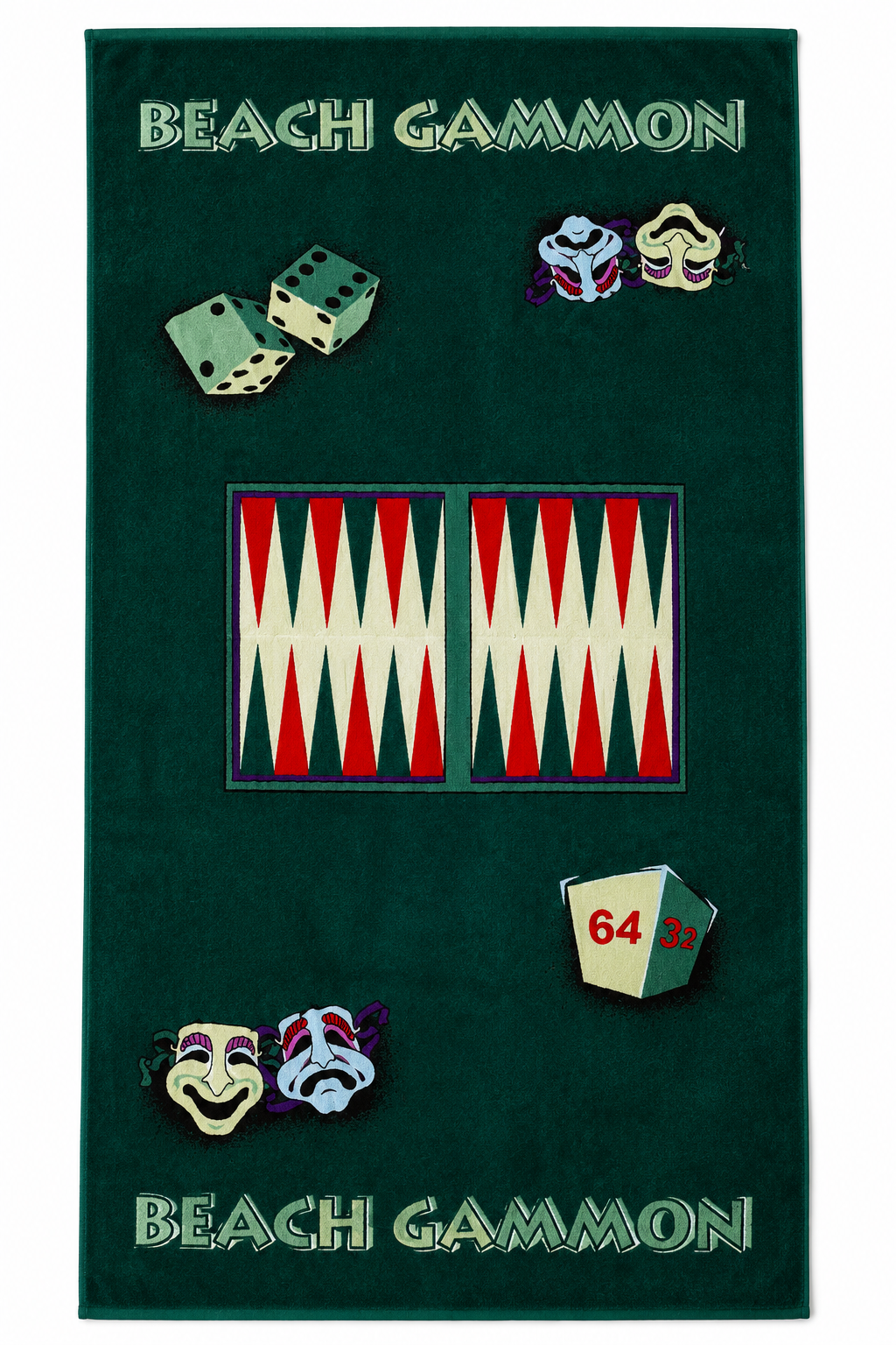 Lot serviette de plage backgammon + sac + dés – 600 pièces – sans marque communiquée