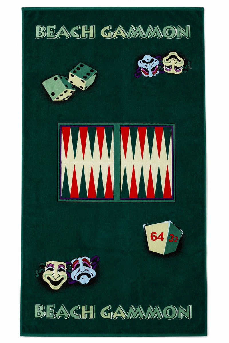 Lot serviette de plage backgammon + sac + dés – 600 pièces – sans marque communiquée