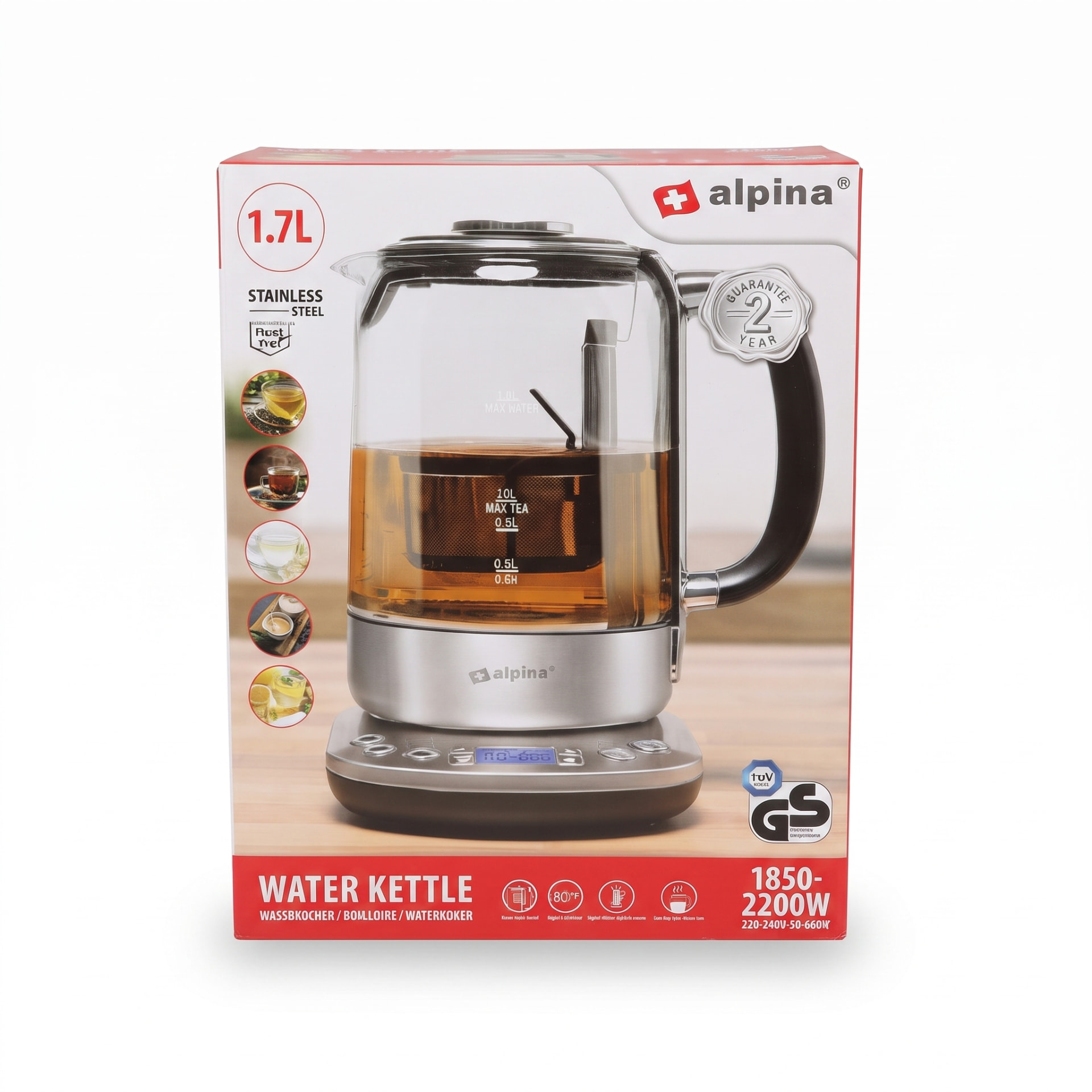 Lot de déstockage Électroménager — Bouilloire en verre Alpina 1,7 L avec infuseur à thé, Sur demande — photo 1