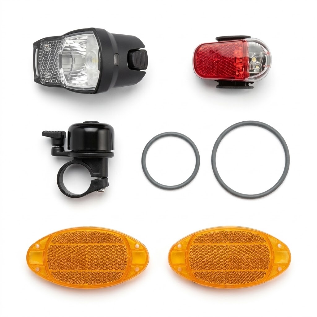 Lot de 500 kits sécurité vélo Spanninga neufs (éclairages, sonnette, catadioptres) – Spanninga