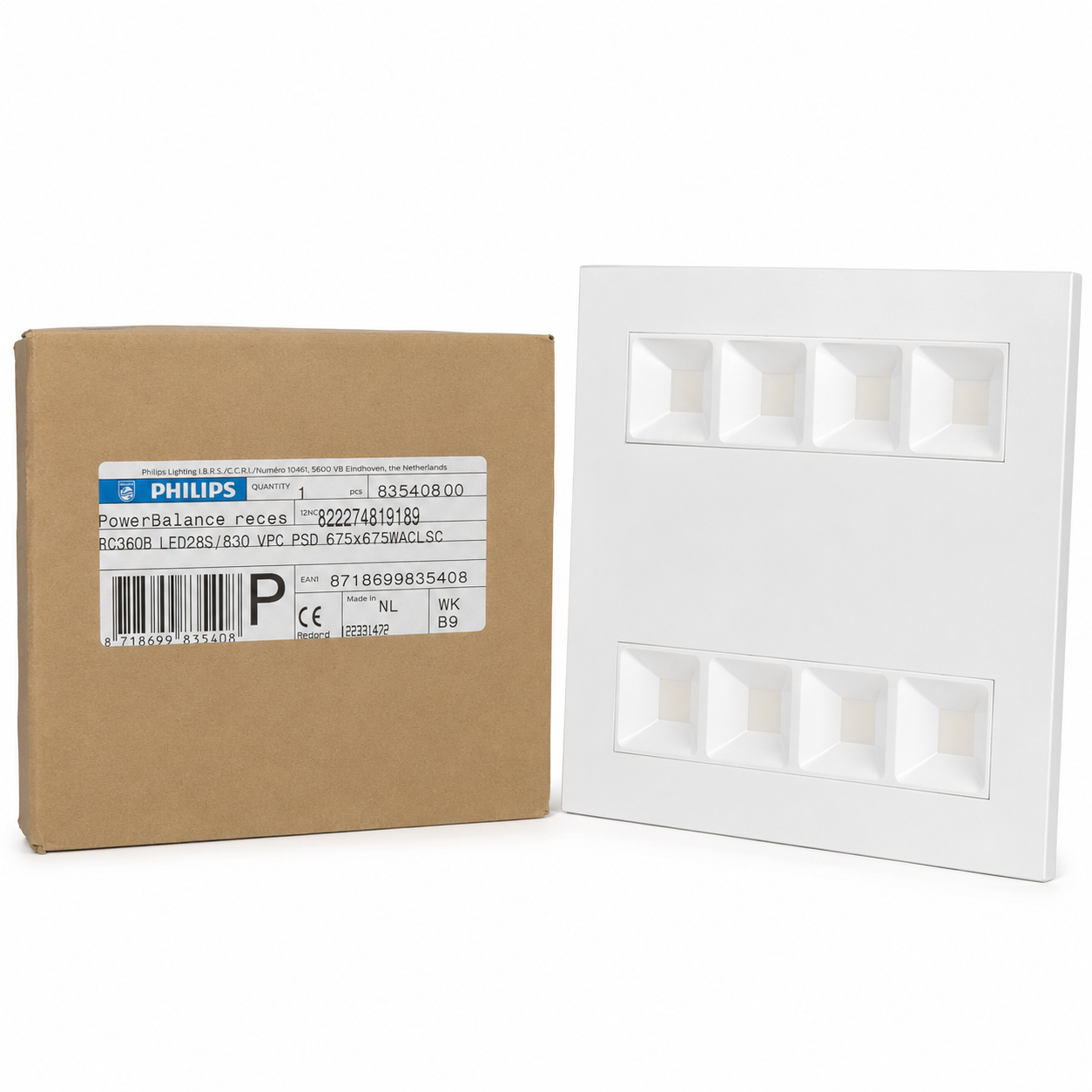 Lot 5 dalles LED encastrables 675 x 675 mm – 28 W, blanc chaud 3000 K – Philips