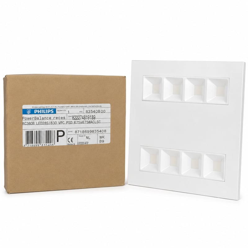 Lot 5 dalles LED encastrables 675 x 675 mm – 28 W, blanc chaud 3000 K – Philips