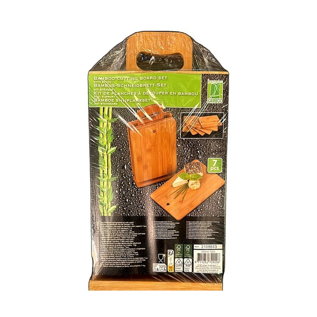 Lot sets de 7 planches à découper en bambou + support – sans marque communiquée