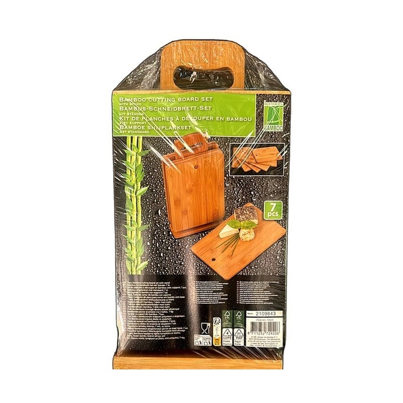 Lot sets de 7 planches à découper en bambou + support – sans marque communiquée