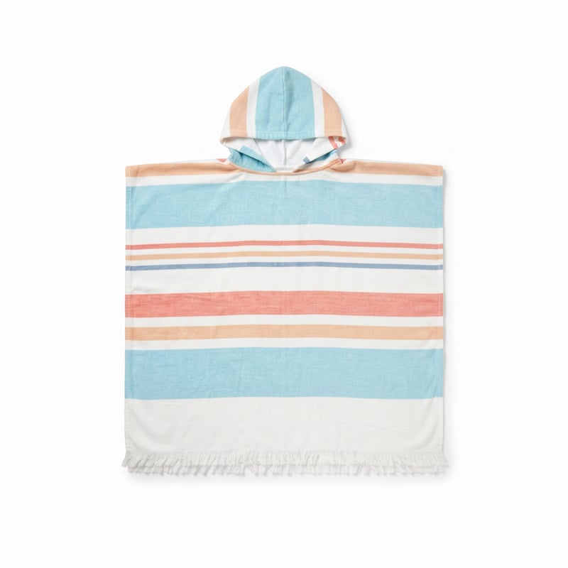 Poncho de plage à capuche, éponge rayée – sans marque communiquée